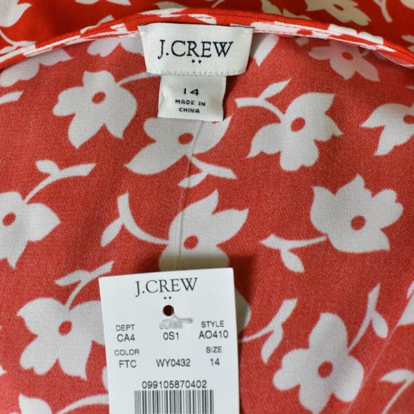 NWT J.CREW Dress 14 Red Floral Print Wrap Machine Wash - Picture 6 of 6